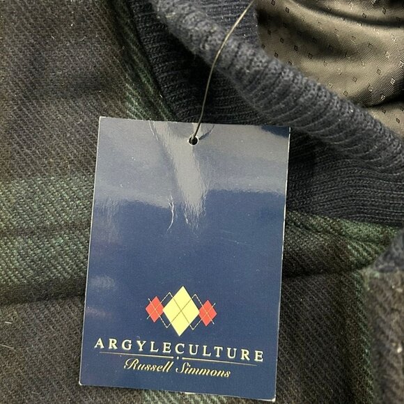 NWT Argyleculture by Russell Simmons Mens Vest Plaid Navy & Green XXL Wool Blend - Picture 7 of 11